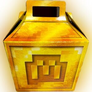 2025 MCDONALDS MINECRAFT ADULT MOVIE HAPPY MEAL BOX EMPTY GOLD COLLECTIBLE PROMO